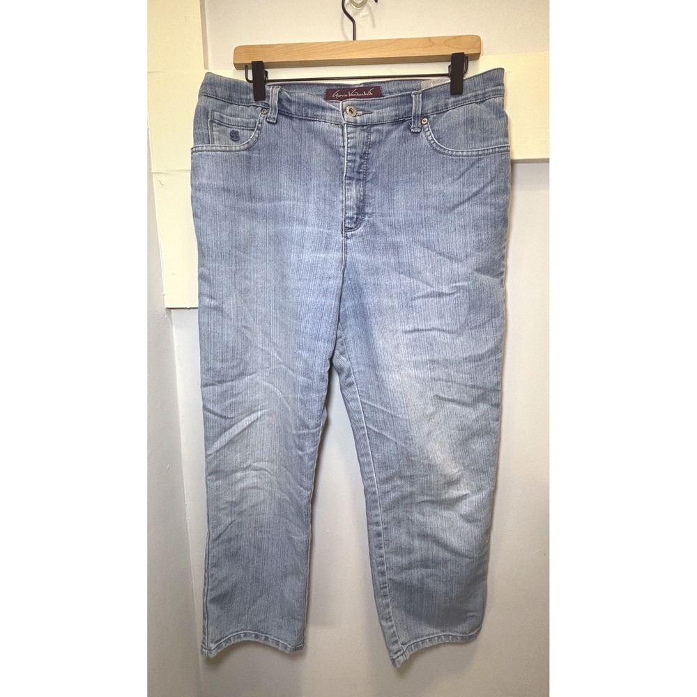 Gloria Vanderbilt Amanda Tapered Light Wash Blue Jeans Womens 14P High Rise